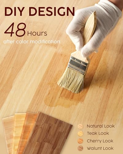 ARLONI.GD Hevea Butcher Block Countertop - Natural Wood, 25"x24"x1.5" Unfinished