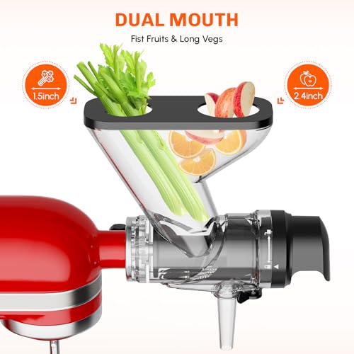 COFUN Masticating Juicer Attachment for KitchenAid Stand Mixer - Black & Transparent Gray