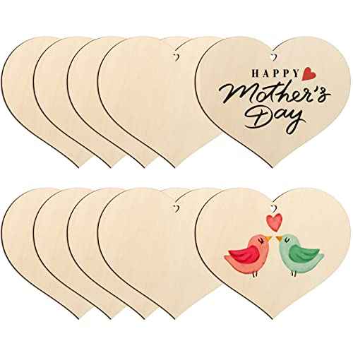 Wooden Heart Ornaments to Paint 7 Inch, Large Size Wooden DIY Blank Unfinished Heart Wood Discs Ornament for Crafts Hanging Decorations