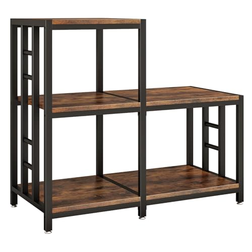 Rustic 5-Tier Mini Fridge & Microwave Stand with Storage - Heavy-Duty Kitchen Rack