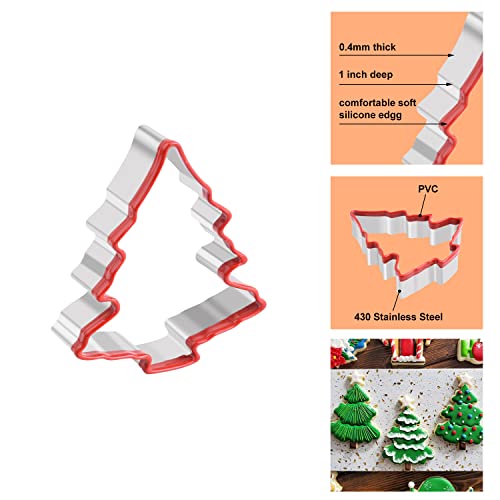 Christmas Tree Cookie Cutters Set - 3 Stainless Steel Fondant Cutters 2" 3" 4"