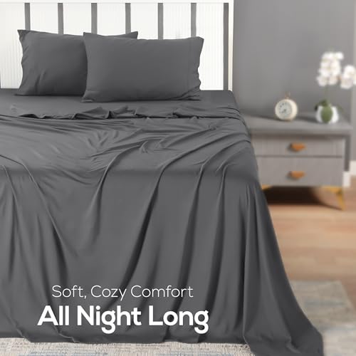 Utopia Bedding Dark Grey Jersey Knit Sheets Set Queensize - T-Shirt Feel