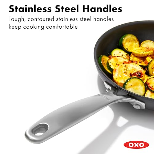 OXO Enhanced 8” & 10” Ceramic Nonstick Frying Pan Set, Black, Oven & Dishwasher Safe