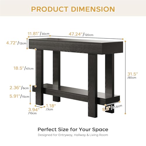 Viroformo Black Narrow Farmhouse Console Table - 47.2" Entryway Sofa Table