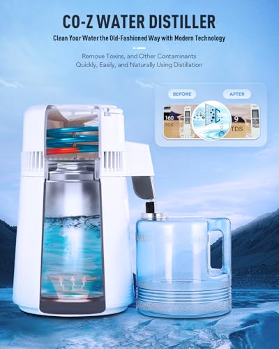 Water Distiller 1.1 Gallon Countertop Purified Water Maker - White 4L