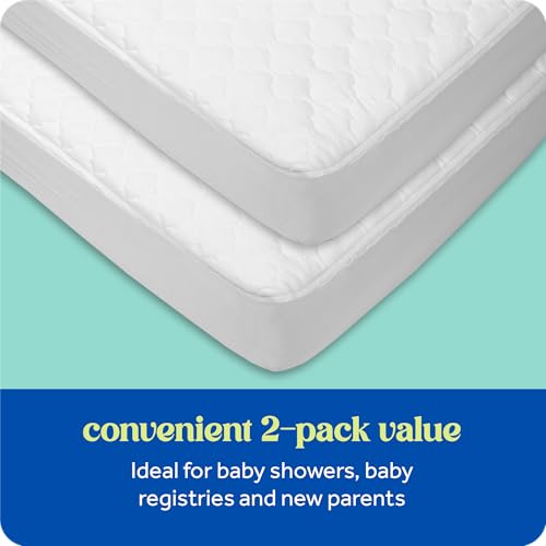 2-Pack Waterproof Crib Mattress Protector - Fitted Toddler Bed Cover, Soft & Machine Washable