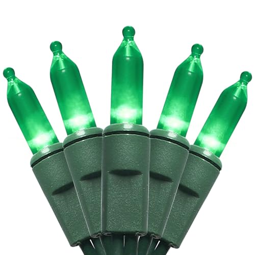 Green LED Christmas Lights - 35 Count Green Christmas String Lights for Small Tree, Crafts, Indoor and Outdoor St. Patrick's Day Decorations, 11 Feet Same Color Wire, UL Certified, Connectable