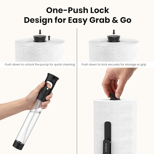 Ultrean Black Paper Towel Holder with Spray Bottle, Freestanding Kitchen Dispenser