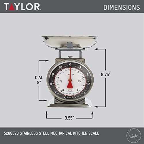 Small Black Taylor Vintage Mechanical Kitchen Scale - 11 lb Capacity, Silver