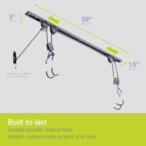 Bike Hoist Pro 2-Pack with Kayak Straps - Heavy Duty Garage Storage for Bikes & Kayaks