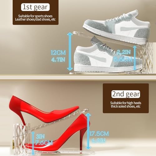 WMBOOX 15 Pack Clear Adjustable Shoe Organizer Slots Space Saver for Closet