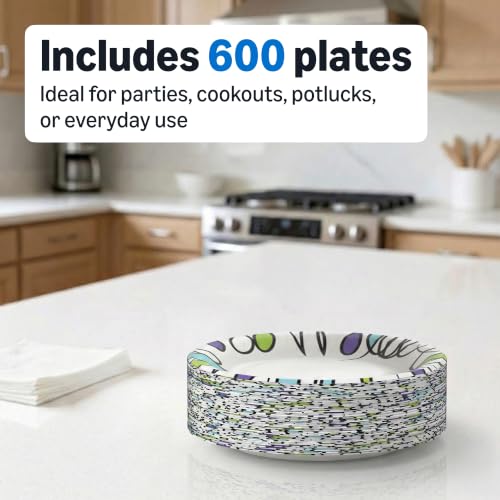 Amazon Basics Disposable Paper Plates 6.87 Inch, 600 Count (2 Pack of 300) – Eco-Friendly, Microwave-Safe & Sturdy