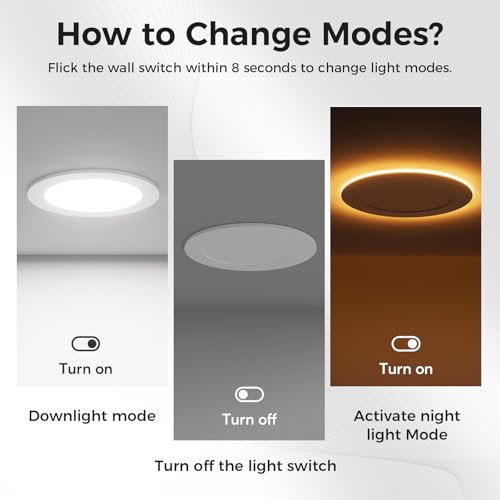 White 6-Inch 12-Pack LED Recessed Ceiling Lights with Night Light & 5 Color Temps