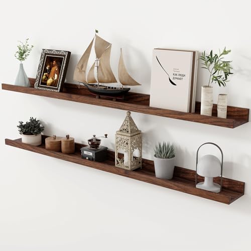 Axeman Oak Picture Ledge Shelf, 48 Inch Floating Shelves Set of 2,