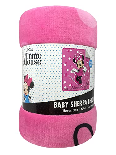 Pink Disney Minnie Mouse Sherpa Throw Blanket 50x60 Inches Kids Bedding