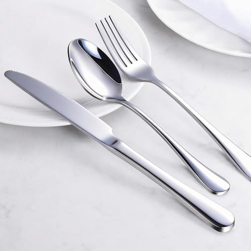 60-Piece Silverware Set for 20 - Stainless Steel Flatware Cutlery Set - Mirror Polished Dinner Forks Spoons Knives for Home Wedding Restaurant - Dishwasher Safe