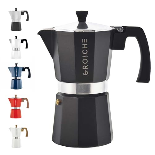 GROSCHE Milano 6-Cup Stovetop Espresso Maker Moka Pot, Black – Classic Home Barista Coffee