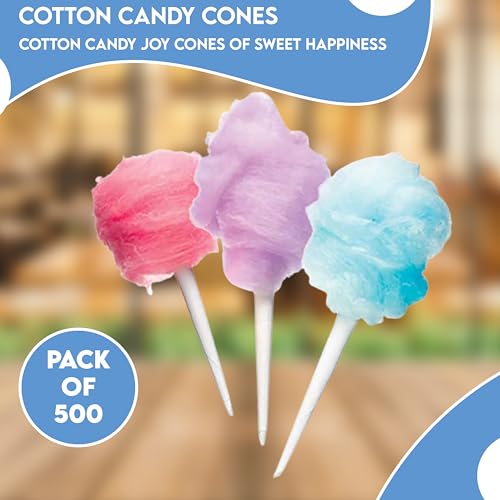 Perfectware 500ct Cotton Candy Cones Bulk Pack - 12 Inch Food-Grade Paper