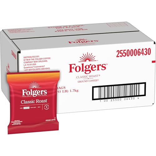 Folgers Classic Roast Ground Coffee - Medium Roast, 42 Packets, 1.5 oz Each