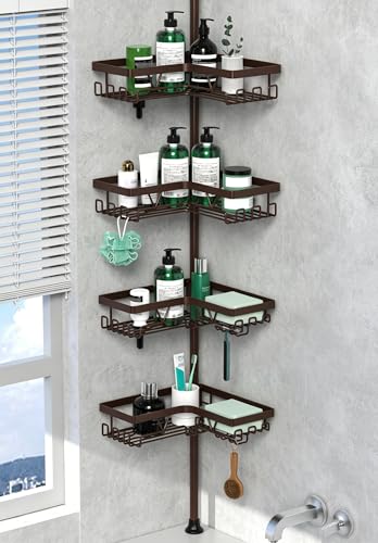 DAOYA Bronze Corner Shower Caddy Tension Pole Organizer - Rustproof Bathroom Storage