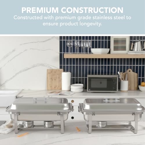 Alpha Living 8QT Chafing Dish Set 2 Pack - Alpine Gray Handles, Stainless Steel