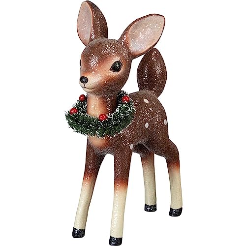 Primitives by Kathy Christmas Standing Deer Figurine with Glitter, 9.25 Inches