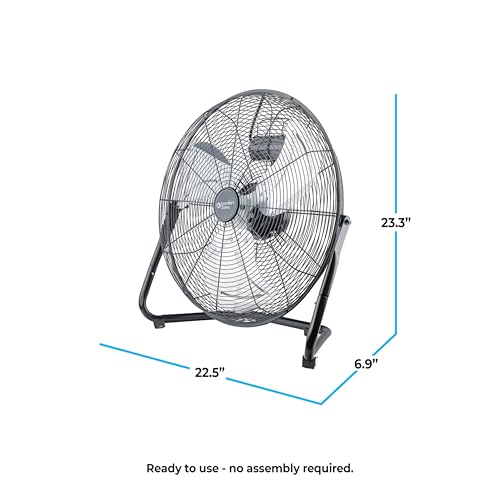 Industrial 20-Inch High-Velocity Floor Fan - Heavy Duty 3-Speed Tilt & Quiet Operation