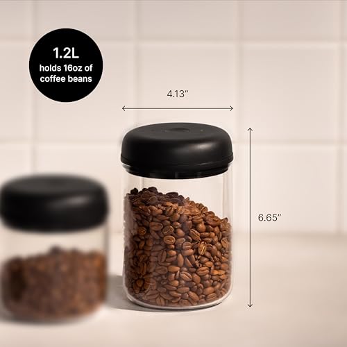 Fellow Atmos Vacuum Coffee Canister 1.2L Matte Black - Airtight Steel Storage