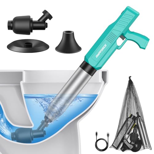 Electric Toilet Plunger - Heavy-Duty Clog Remover with Mint Green Finish - AMPFORCE