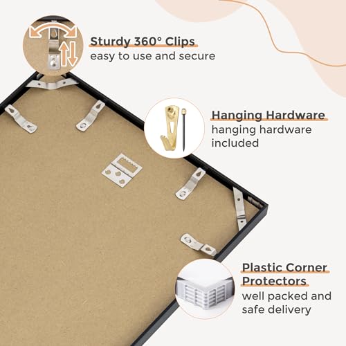 Black 24x36 Metal Picture Frame with Mat for Wall - 20x30 & 24-inch Photo Frame