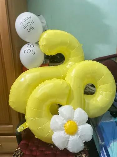 Yellow Number Balloon 40 Inch, 0 Number Balloons, 10 20 30 40 50 Numbers Balloon Birthday Decorations, Party Supplies for Women