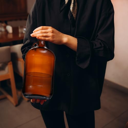 4 Pack 1 Gallon Amber Glass Jugs with Seal Lid for Home Brewing & Fermentation