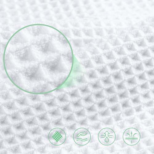 Microfiber Waffle Bath Towel 30x60 in - White, Quick Dry, Ultra Absorbent