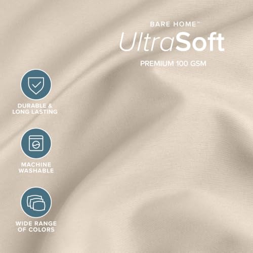 Bare Home Queen Bed Sheet Set 1800 Ultra-Soft Sand - Fits Mattresses 6-15"