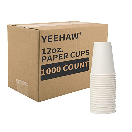 White Disposable Paper Coffee Cups 12 oz 1000 Pack - Leak-Proof, Hot & Cold Beverages