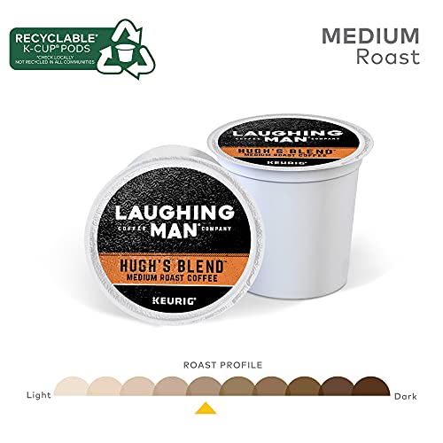 Laughing Man Hugh's Blend Keurig Coffee Pods - Medium Roast, 6 Packs of 10 (60 Count) - Fair Trade Arabica