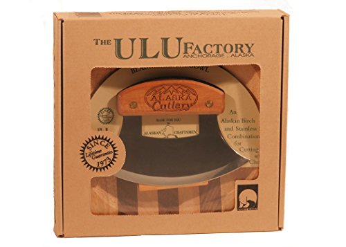 Alaska Ulu Knife Set with Wooden Handle and Chopping Board - Made in USA