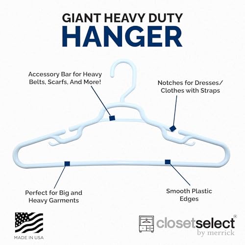 Heavy Duty Plastic Closet Hangers 19 Inch XL Pack of 36 for Coats Jackets & Bulky Garments