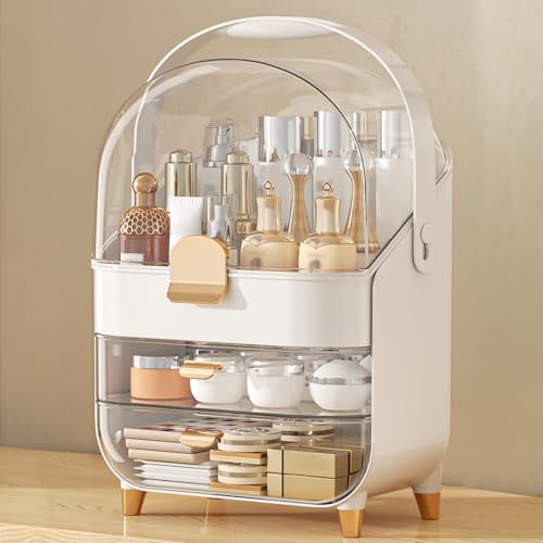 Anylady White Makeup Organizer with 3 Tiers for Vanity & Countertop