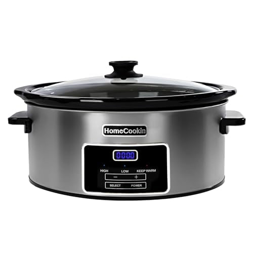 8-Quart Digital Programmable Slow Cooker with Timer - Stainless Steel