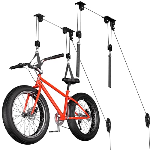 Heavy Duty Bike Hoist 2-Pack for Garage Storage, Supports 170 lbs