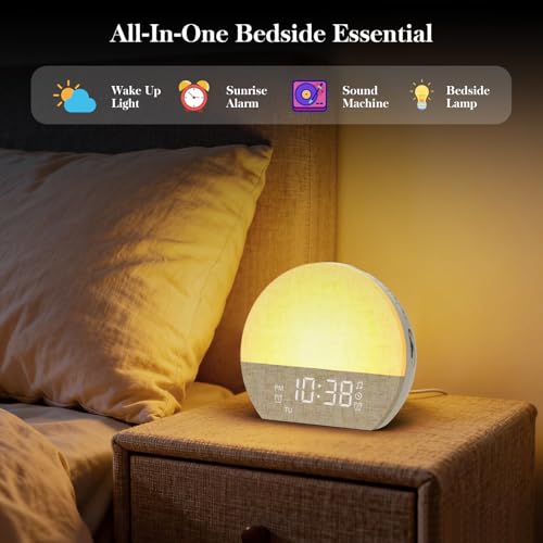 KEPLUG Sunrise Alarm Clock Sound Machine Gray Dual Alarm, Sunset Light & Sleep Sounds