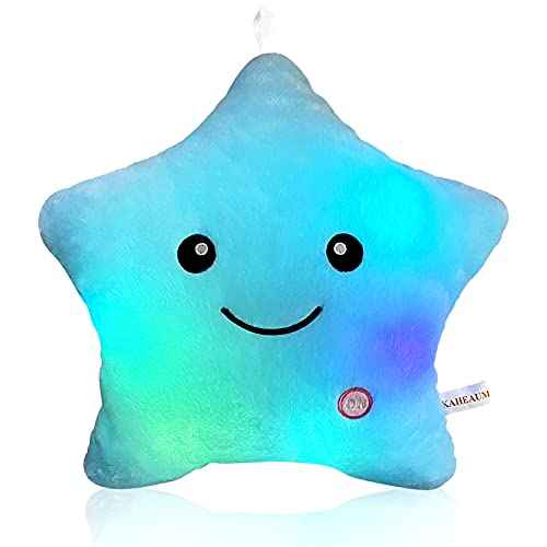 Creative Twinkle Star Glowing LED Night Light Up Plush Pillows Stuffed Toys Birthday Gifts for Kid Children Friends,Couch Bed Throw Pillows Decorative Light Blue Throw Pillow Covers