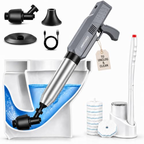 Electric Toilet Plunger with High-Pressure Air Unclogger & Disposable Wand System