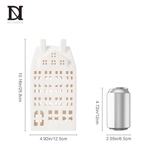 DN DECONATION Light Up Christmas Decor Village Set, White House with