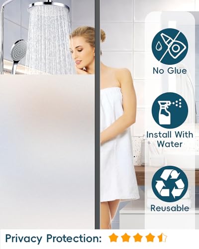 White Frosted Glass Window Privacy Film 23.6 x 157.4 Inches - Reusable Static Cling