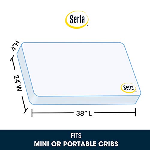 Delta Children Serta SleepTrue 38x24x4 Inch Mini Crib Mattress Waterproof & Hypoallergenic