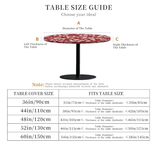 Artsgoo Christmas Round Fitted Tablecloth 52-Inch for 46-50 Inch Tables