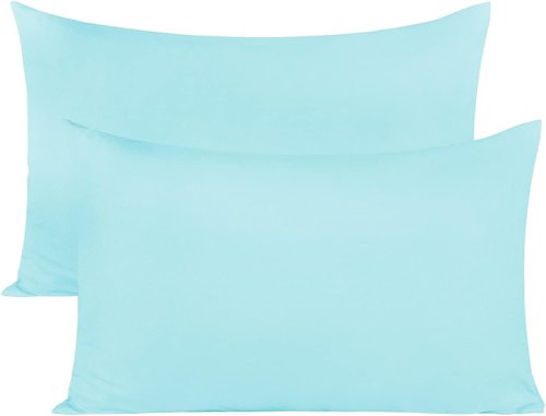 BEDSUM Microfiber Pillowcases Set of 2 - Soft, Wrinkle-Resistant, Easy Care | Aqua, 20x26 Inches