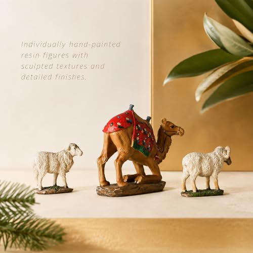 3 Kings Gifts Kneeling Camel & Awassi Sheep Nativity Set - 10 Inch Realistic Figures